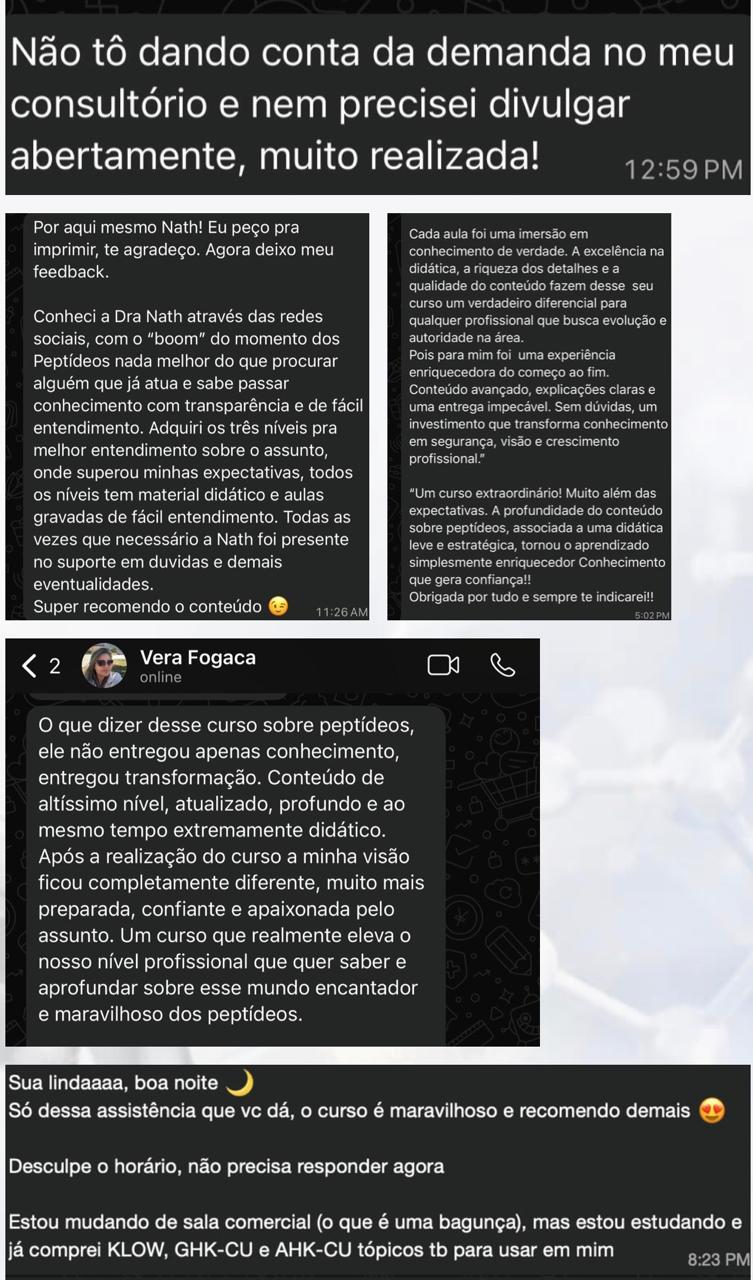 Depoimentos de alunas da TPMC recebidos via WhatsApp